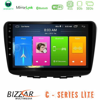 Bizzar c Series Lite 4core Android14 2+32gb  Suzuki Baleno 2016-2021 Navigation Multimedia Tablet 9" u-c-Sz0513
