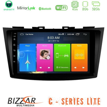 Bizzar c Series Lite 4core Android14 2+32gb  Suzuki Swift 2011-2016 Navigation Multimedia Tablet 9" u-c-Sz523
