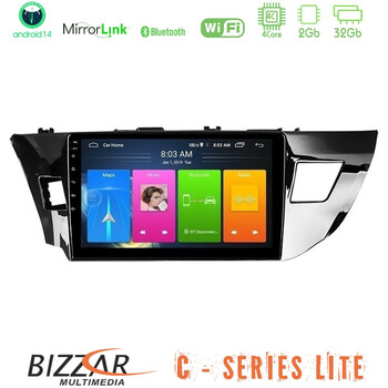 Bizzar c Series Lite 4core Android14 2+32gb  Toyota Corolla 2014-2016 Navigation Multimedia Tablet 9" u-c-Ty0008