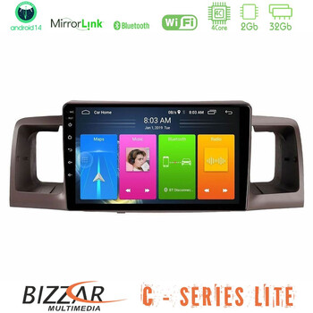 Bizzar c Series Lite 4core Android14 2+32gb  Toyota Corolla 2002-2006 Navigation Multimedia Tablet 9" u-c-Ty0254