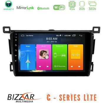 Bizzar c Series Lite 4core Android14 2+32gb  Toyota Rav4 2013-2018 Navigation Multimedia Tablet 9" u-c-Ty0435