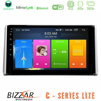 Bizzar c Series Lite 4core Android14 2+32gb  Toyota Rav4 2019-2023 Navigation Multimedia Tablet 10" u-c-Ty0542