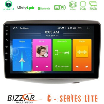 Bizzar c Series Lite 4core Android14 2+32gb  Toyota Yaris 1999 - 2006 Navigation Multimedia Tablet 9" u-c-Ty1047