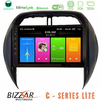 Bizzar c Series Lite 4core Android14 2+32gb  Toyota Rav4 2001-2005 (Auto A/c) Navigation Multimedia Tablet 9" u-c-Ty1315