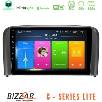 Bizzar c Series Lite 4core Android14 2+32gb  Volvo s80 1998-2006 Navigation Multimedia Tablet 9" u-c-Vl0971