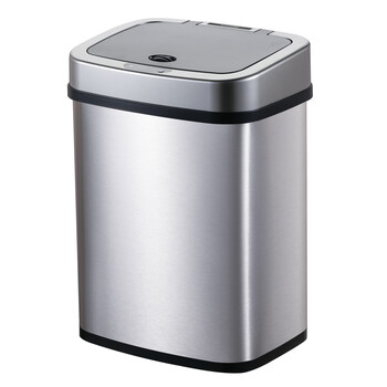 HOME USE κάδος απορριμμάτων HUH-0256 με φωτοκύτταρο, ανοξείδωτο ατσάλι, 15lt, ασημί