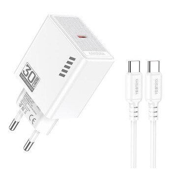 KAKUSIGA φορτιστής τοίχου KSC-1242 με καλώδιο USB-C, USB-C, 30W, λευκός