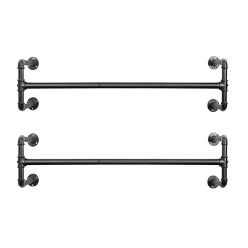 Σετ Επιτοίχιες Μεταλλικές Ράγες Ρούχων 110 x 30 x 29.3 cm 2 τμχ Songmics HSR64BK-02