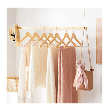 Σετ Ξύλινες Κρεμάστρες Ρούχων 20 τμχ Χρώματος Καφέ Ανοιχτό Songmics CRW001N01