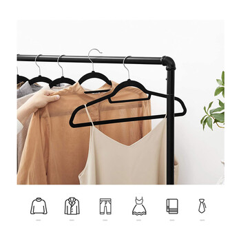 Σετ Βελούδινες Κρεμάστρες Ρούχων 20 τμχ Χρώματος Μαύρο Songmics CRF20B