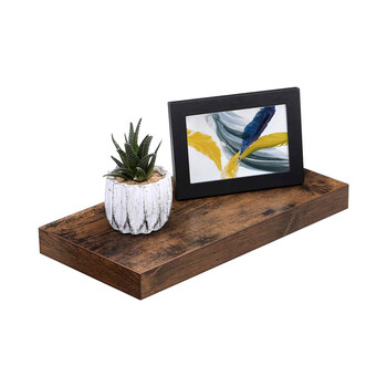 Επιτοίχιο Ξύλινο Ράφι 40 x 20 x 3.8 Χρώματος Σκούρο Καφέ VASAGLE LWS24BX