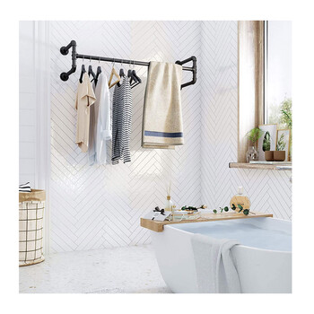 Σετ Επιτοίχιες Μεταλλικές Ράγες Ρούχων 110 x 30 x 29.3 cm 2 τμχ Songmics HSR64BK-02