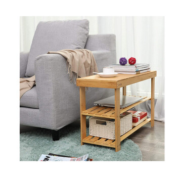 Ξύλινη Παπουτσοθήκη με 2 Ράφια και Πάγκο 70 x 28 x 45 cm Χρώματος Καφέ Ανοιχτό Songmics LBS04N