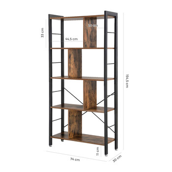 Μεταλλική Βιβλιοθήκη με 4 Ράφια 74 x 30 x 154.5 cm VASAGLE LBC12BX