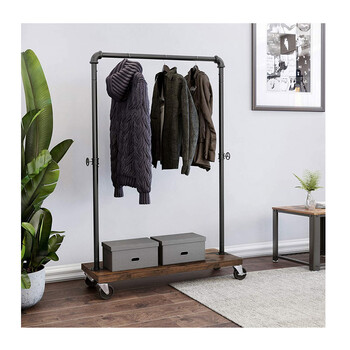 Μεταλλική Κρεμάστρα Ρούχων Δαπέδου 103.5 x 40 x 162 cm με Ρόδες Songmics HSR65BXV1
