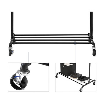 Μεταλλική Κρεμάστρα Ρούχων Δαπέδου 130 x 198 x 49 cm με Ρόδες Songmics HSR62BK
