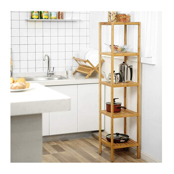 Ξύλινη Ραφιέρα Μπάνιου από Μπαμπού με 5 Ράφια 33 x 33 x 146 cm Songmics BCB55Y