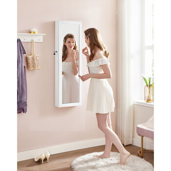 Κοσμηματοθήκη SONGMICS με Καθρέφτη και Κλειδαριά, Λευκή JJC093W01 