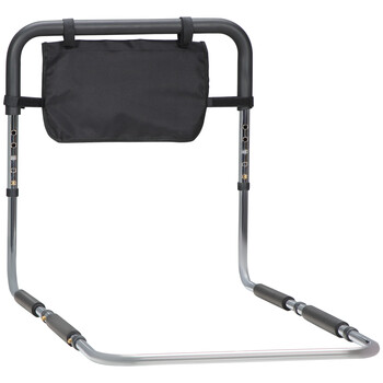 Λαβή κρεβατιού HOMCOM με ρυθμιζόμενο πλάτος και ύψος από ατσάλι με μαλακή λαβή, ασημί 713-129V00SR