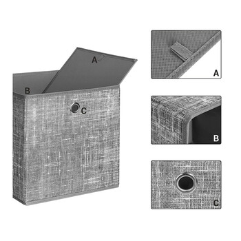 Σετ Πτυσσόμενα Υφασμάτινα Κουτιά Αποθήκευσης 30 x 30 x 30 cm 6 τμχ Χρώματος Γκρι Songmics RFB02LG-3