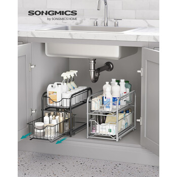 SONGMICS Πολυλειτουργικός Οργανωτής Ντουλαπιού 36.9×21.3×27.2cm με Ρυθμιζόμενα Ράφια και Συρόμενα Καλάθια KCS017B01