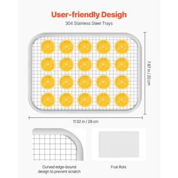 VEVOR Αφυγραντήρας Τροφίμων 6 Δίσκων Ανοξείδωτος 400W SGHGJ400W6G01Z5W8V2