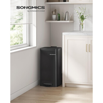 SONGMICS Κάδος Απορριμμάτων Κουζίνας 30L με Εσωτερικό Κάδο και Απαλό Κλείσιμο, Μαύρο LTB593B02