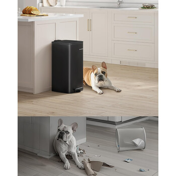 SONGMICS Κάδος Απορριμμάτων Κουζίνας 30L με Εσωτερικό Κάδο και Απαλό Κλείσιμο, Μαύρο LTB593B02