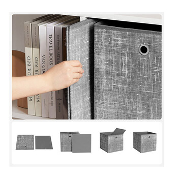 Σετ Πτυσσόμενα Υφασμάτινα Κουτιά Αποθήκευσης 30 x 30 x 30 cm 6 τμχ Χρώματος Γκρι Songmics RFB02LG-3