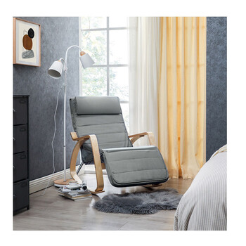 Ξύλινη Κουνιστή Πολυθρόνα με Ρυθμιζόμενο Υποπόδιο 67 x 91 x 115 cm Χρώματος Γκρι Songmics LYY010G01