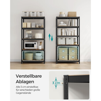 SONGMICS Βιομηχανική Ραφιέρα Βαρέως Τύπου, Ρουστίκ Καφέ & Μαύρο, 40 x 90 x 180 εκ., GLR040B11 