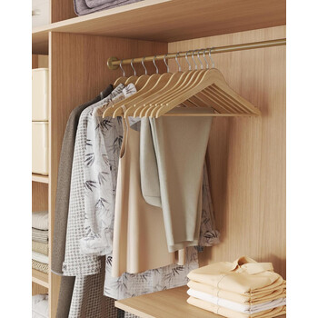 SONGMICS Σετ 30 τμχ Ξύλινες Κρεμάστρες από Μασίφ Ξύλο Σημύδας, Φυσικό Μπεζ CRW030K01