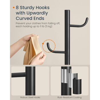 SONGMICS Κάκτος Κρεμάστρα Ρούχων 40x40x175.3cm με Μεγάλη Χωρητικότητα και Σταθερή Βάση RCR039B01