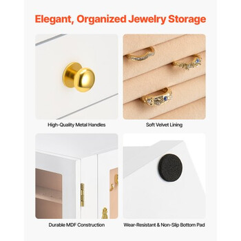 VEVOR Περιστρεφόμενη Κοσμηματοθήκη με 5 Συρτάρια Λευκή TSSSH1000011ESY72001V0