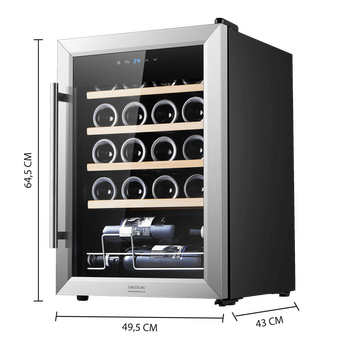 CECOTEC  Συντηρητής Κρασιών Bolero GrandSommelier 2050 Inox, Συμπιεστή, Χωρητικότητα 20 Φιαλών, Ρυθμιζόμενη Θερμοκρασία 5-18ºC, και Πίνακας Ελέγχου Αφής  CEC-00123