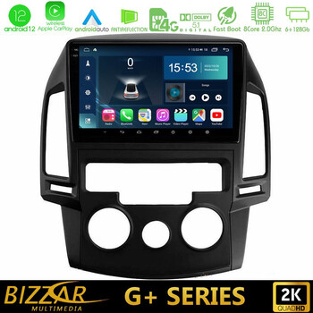 Bizzar g+ Series Hyundai i30 2007-2012 Manual a/c 8core Android12 6+128gb Navigation Multimedia Tablet 9 u-g-Hy0799