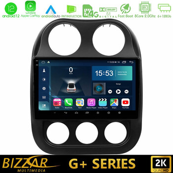Bizzar g+ Series Jeep Compass 2012-2016 8core Android12 6+128gb Navigation Multimedia Tablet 9 u-g-Jp0076