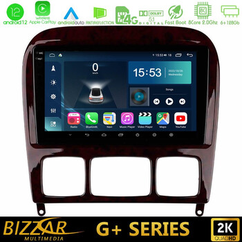 Bizzar g+ Series Mercedes s Class 1999-2004 (W220) 8core Android12 6+128gb Navigation Multimedia Tablet 9 u-g-Mb0765