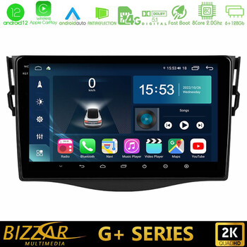 Bizzar g+ Series Toyota Rav4 8core Android12 6+128gb Navigation Multimedia 9 u-g-Ty0530