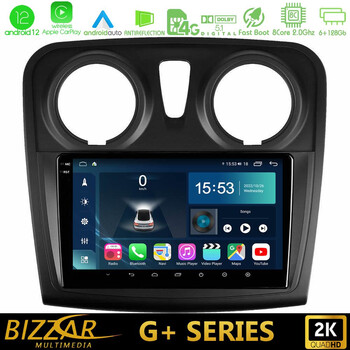 Bizzar g+ Series Dacia Sandero 2014-2020 8core Android12 6+128gb Navigation Multimedia Tablet 9 u-g-Dc0621