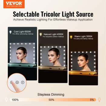 VEVOR  Καθρέφτης Μακιγιάζ Hollywood με Φώτα & USB-C 23.6" Επιτραπέζιος/Τοίχου TMHZJJSFXDP89ZRDSV2