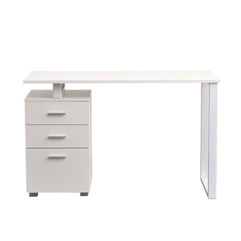 Μεταλλικό Γραφείο με 2 Συρτάρια και 1 Ντουλάπι 120 x 50 x 75 cm Χρώματος Λευκό Bakaji 02012268