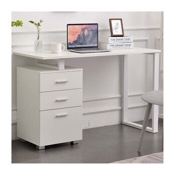 Μεταλλικό Γραφείο με 2 Συρτάρια και 1 Ντουλάπι 120 x 50 x 75 cm Χρώματος Λευκό Bakaji 02012268