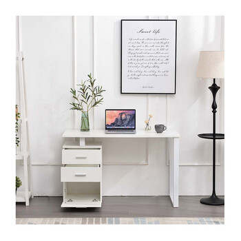 Μεταλλικό Γραφείο με 2 Συρτάρια και 1 Ντουλάπι 120 x 50 x 75 cm Χρώματος Λευκό Bakaji 02012268