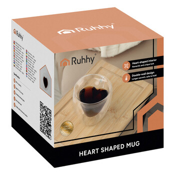 Ruhhy Θερμική κούπα 240ml με διπλά τοιχώματα και σχήμα καρδιάς 26906