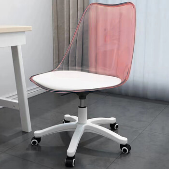 Shally Dogan  Καρέκλα Γραφείου με ρόδες και Διαφανή Πλάτη Ροζ Πολυθρόνα Γραφείου  02839566