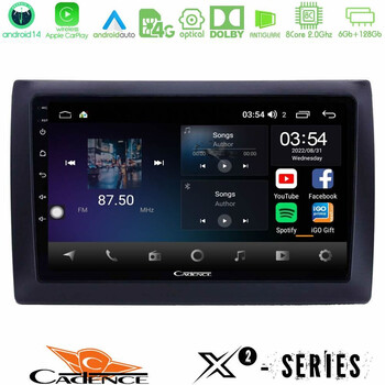 Cadence x2 Series 8core Android14 6+128gb  Fiat Stilo Navigation Multimedia Tablet 9" u-x2-Ft0824