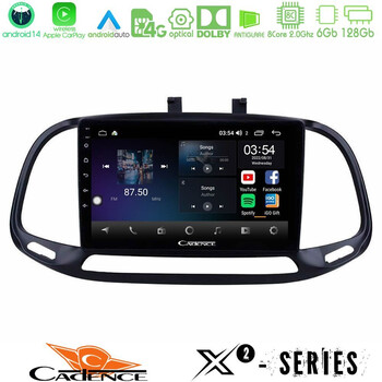 Cadence x2 Series 8core Android14 6+128gb  Fiat Doblo 2015-2022 Navigation Multimedia Tablet 9" u-x2-Ft0909