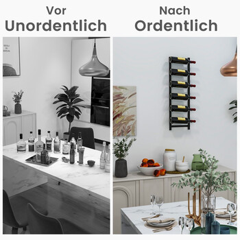 Costway Επιτοίχια Κάβα Κρασιών για 6 Φιάλες - Μοντέρνος Σχεδιασμός από Μέταλλο JV12486DK-6