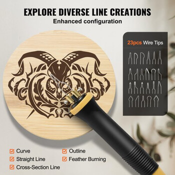 Σετ Πυρογραφίας VEVOR 250~700°C με Διπλή Πένα, 23 Σύρματα & 5 Στερεές Μύτες  GYLHJSDKSXXJEEJ25V2